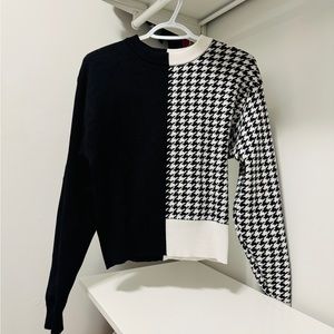 Asymetircal Black White Check Split Sweater - One Size (fits like Size Small)